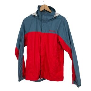 Marmot‎ Men's Red Blue Lightweight Hooded Rain Jacket Windbreaker Size S